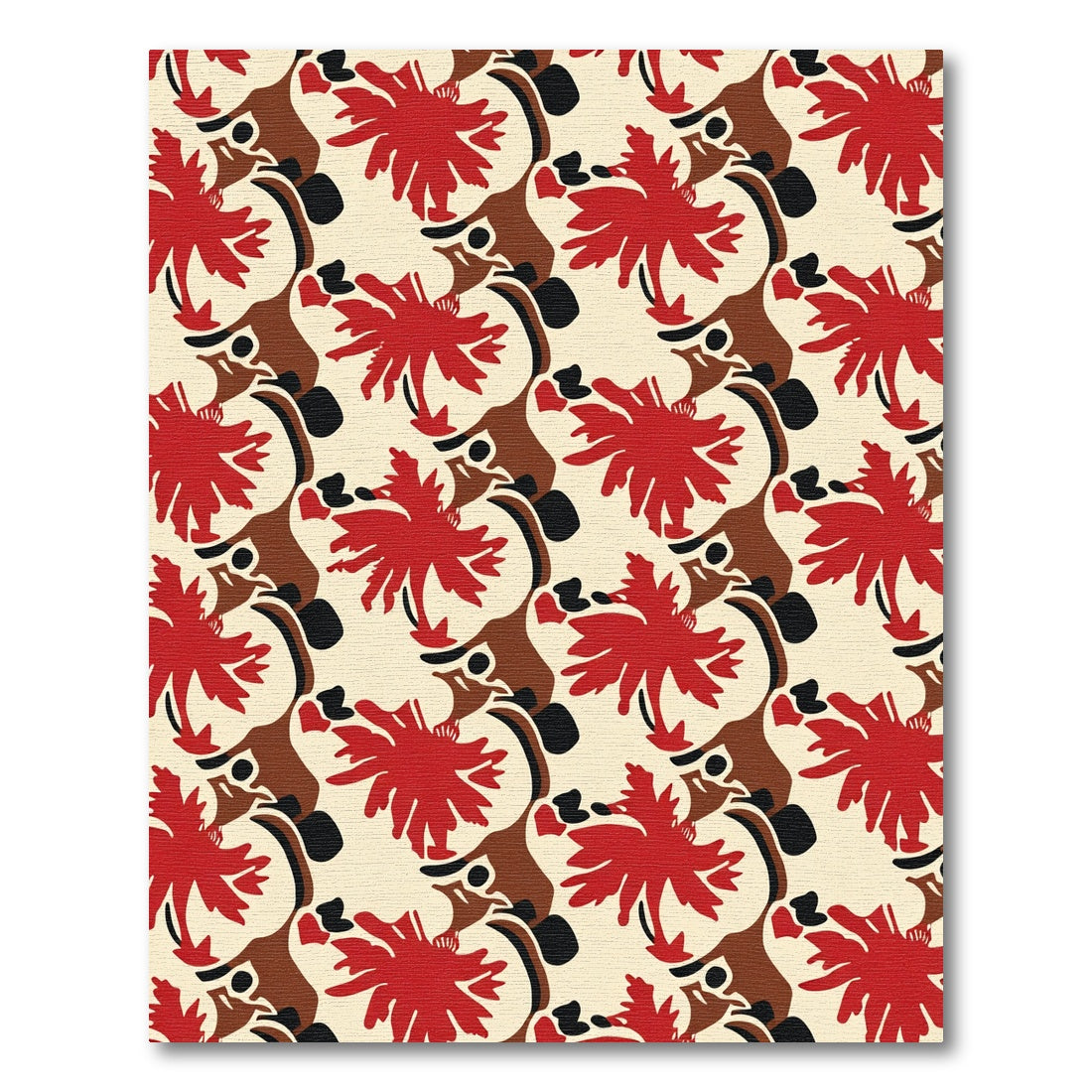 Crimson Floral Abstract Art Rug