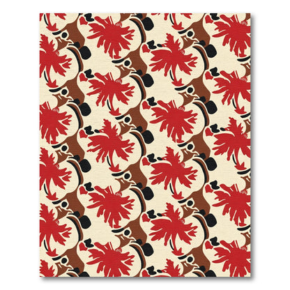 Crimson Floral Abstract Art Rug