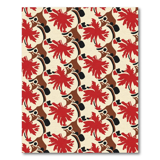 Crimson Floral Abstract Art Rug