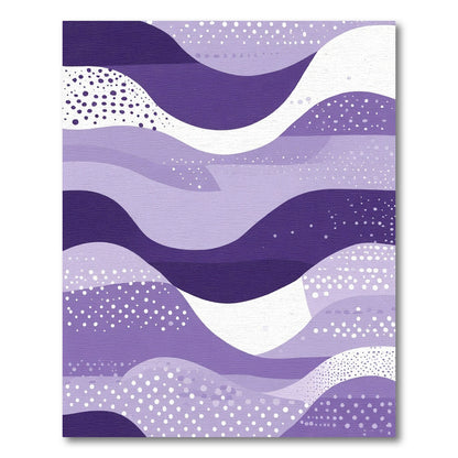 Serene Purple Wavy Landscape Dots Rug