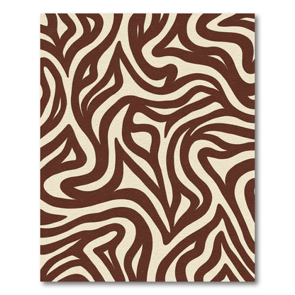 Brown Cream Abstract Swirl Rug