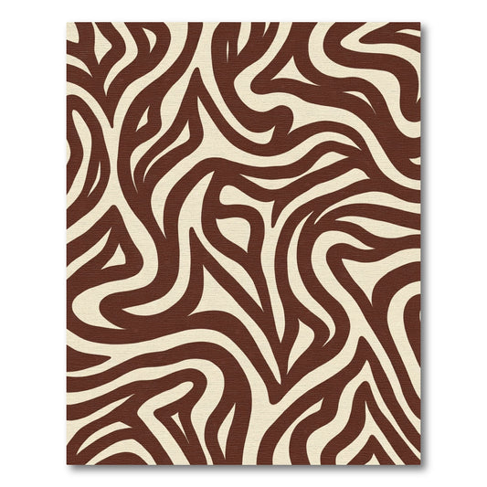 Brown Cream Abstract Swirl Rug