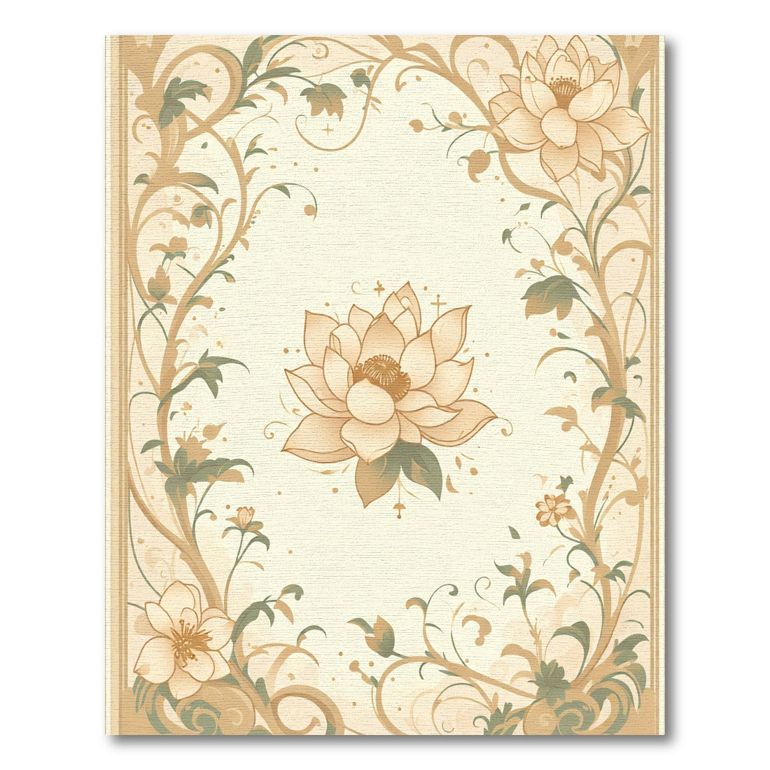 Soft Beige Floral Vine Accents Rug