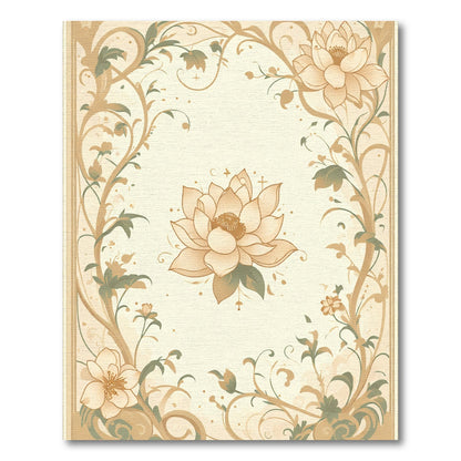 Soft Beige Floral Vine Accents Rug