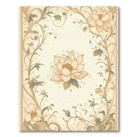Soft Beige Floral Vine Accents Rug
