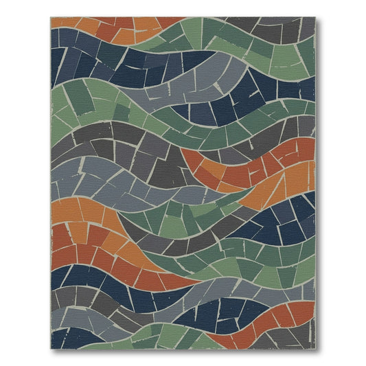 Multi-Color Wave Mosaic Area Rug