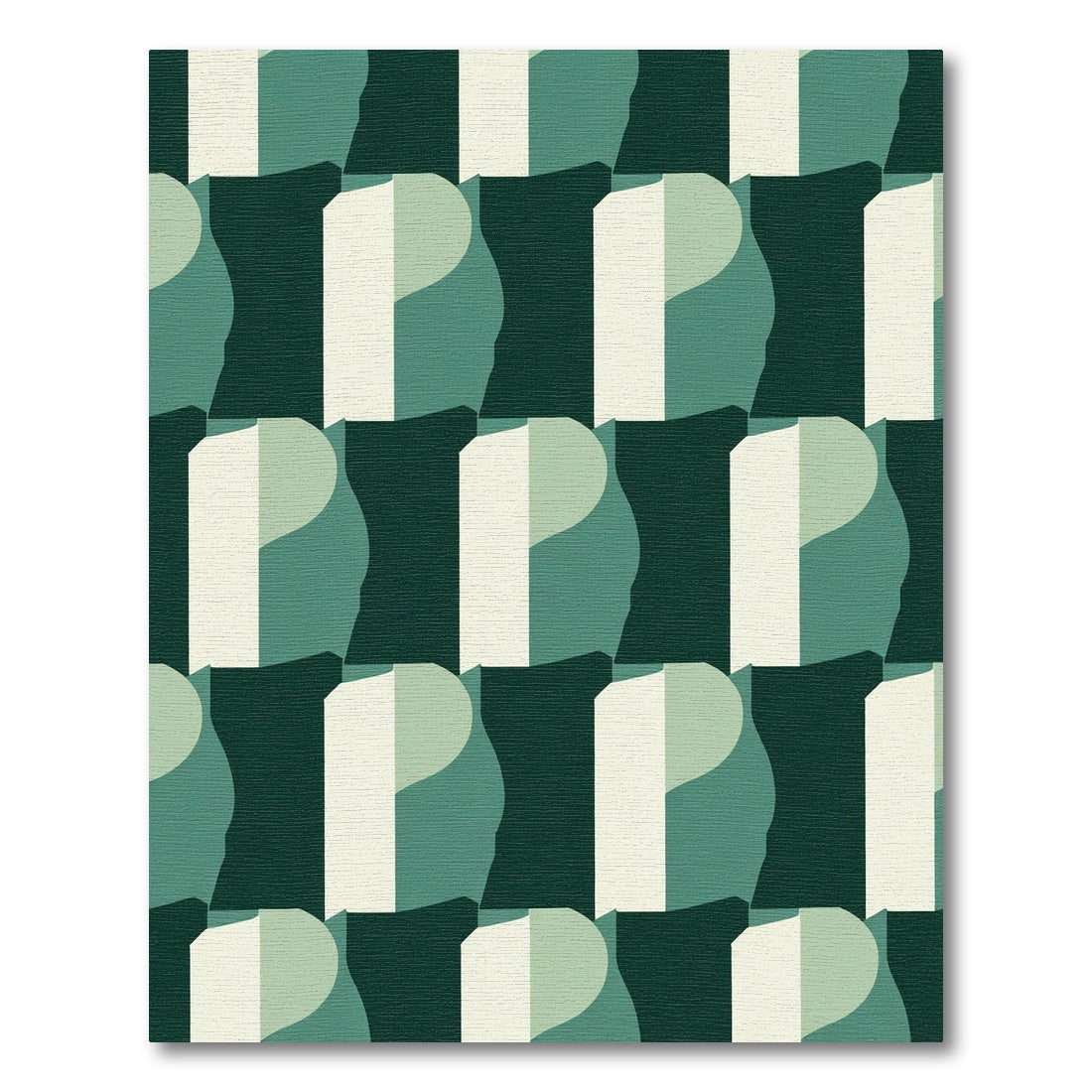 Emerald Forest Geometric Wave Tiling Rug