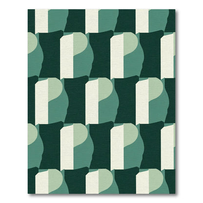 Emerald Forest Geometric Wave Tiling Rug