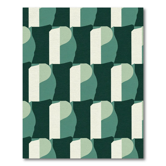 Emerald Forest Geometric Wave Tiling Rug