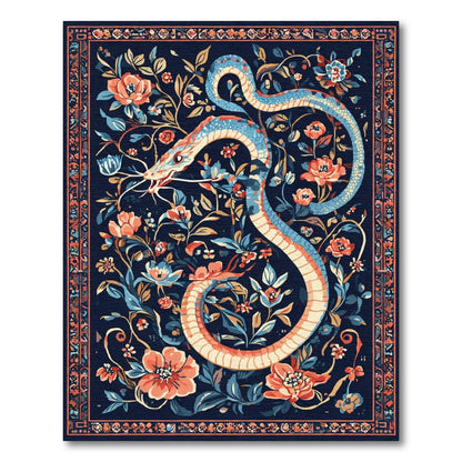 Enigmatic Blue Coral Serpent Garden Rug