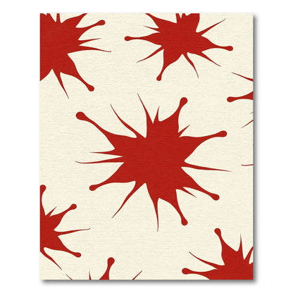 Crimson Splatter Abstract Radiating Rug