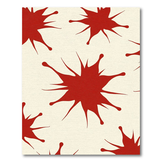 Crimson Splatter Abstract Radiating Rug
