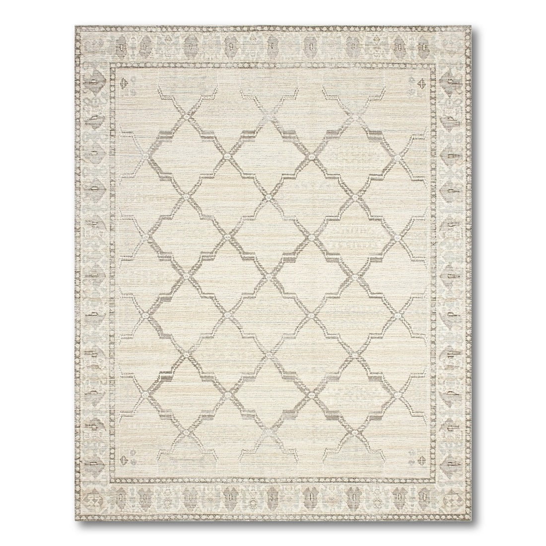 Beige Geometric Lattice Area Rug