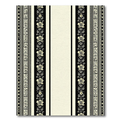 Vintage Black Ivory Floral Stripe Rug