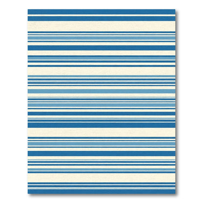 Vibrant Blue Cream Horizontal Stripe Rug