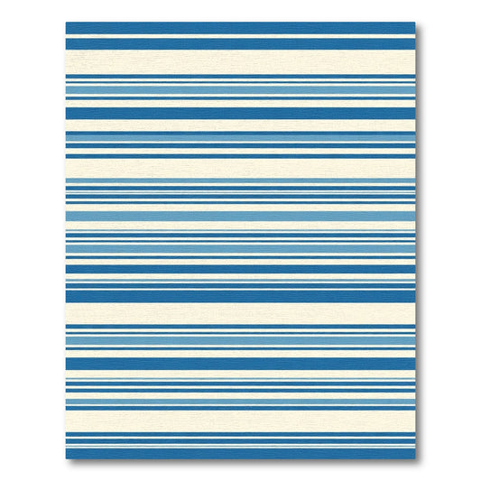 Vibrant Blue Cream Horizontal Stripe Rug