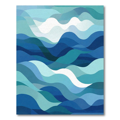 Oceanic Wave Layers Abstract Blue Rug