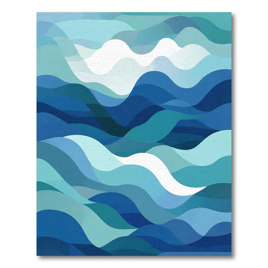 Oceanic Wave Layers Abstract Blue Rug