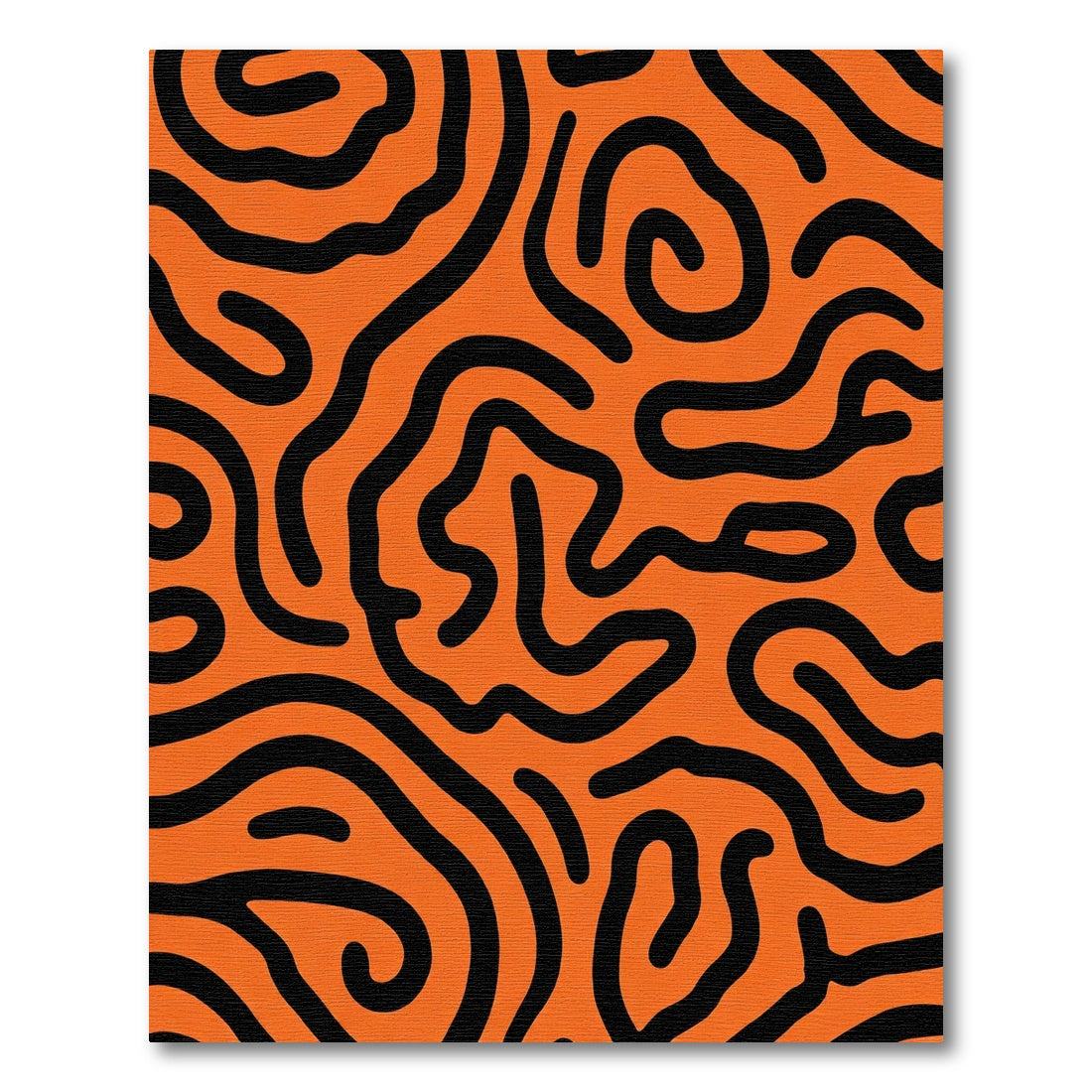Orange Black Swirling Organic Lines Rug