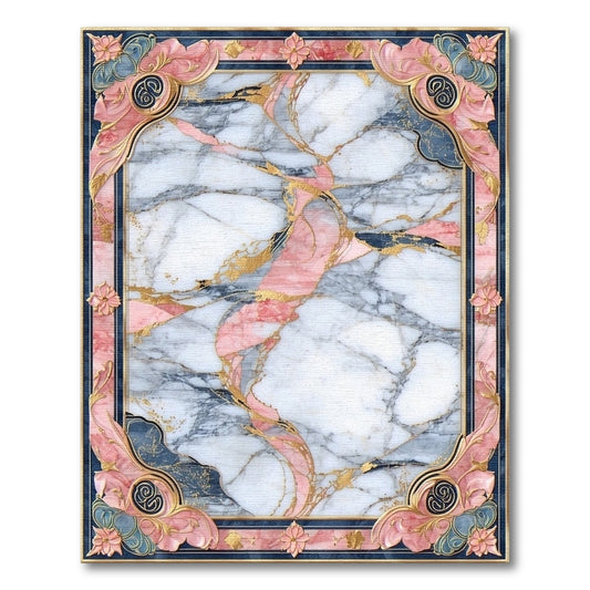 Pink Floral Marble Luxury Area Rug