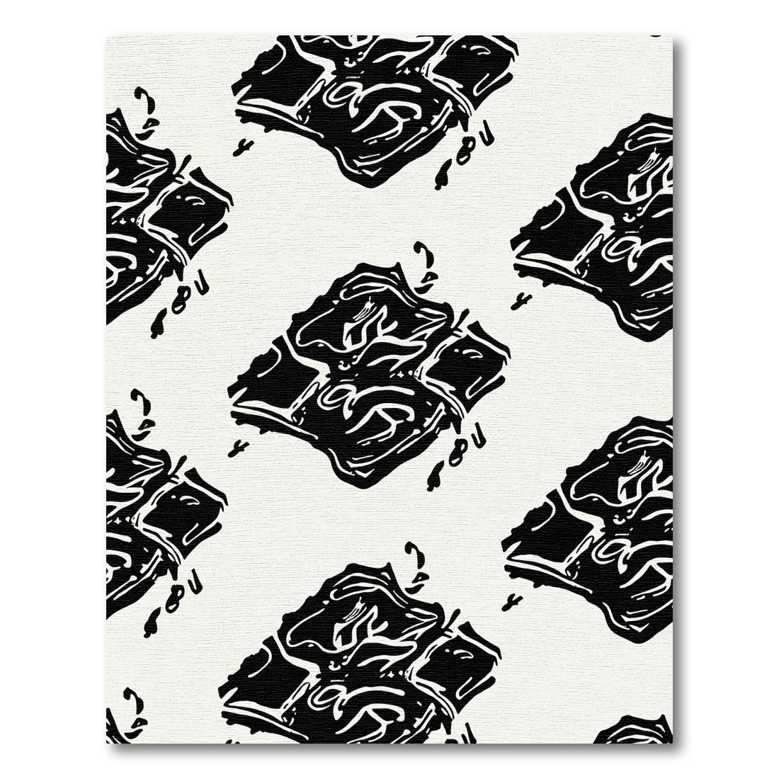 Abstract Black White Jagged Texture Rug