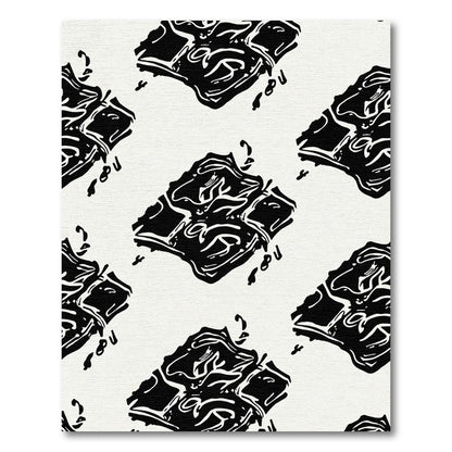 Abstract Black White Jagged Texture Rug
