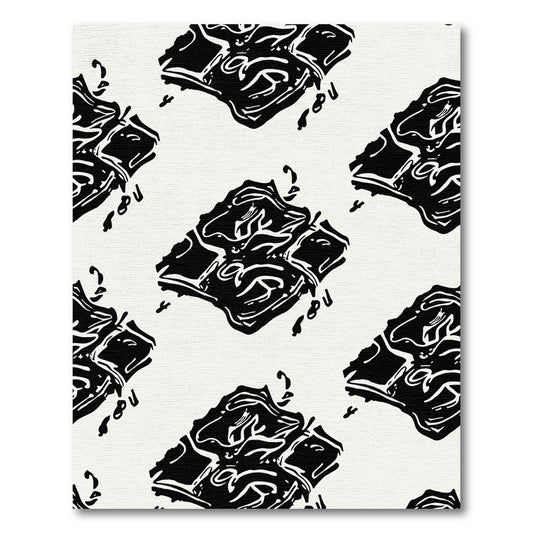 Abstract Black White Jagged Texture Rug