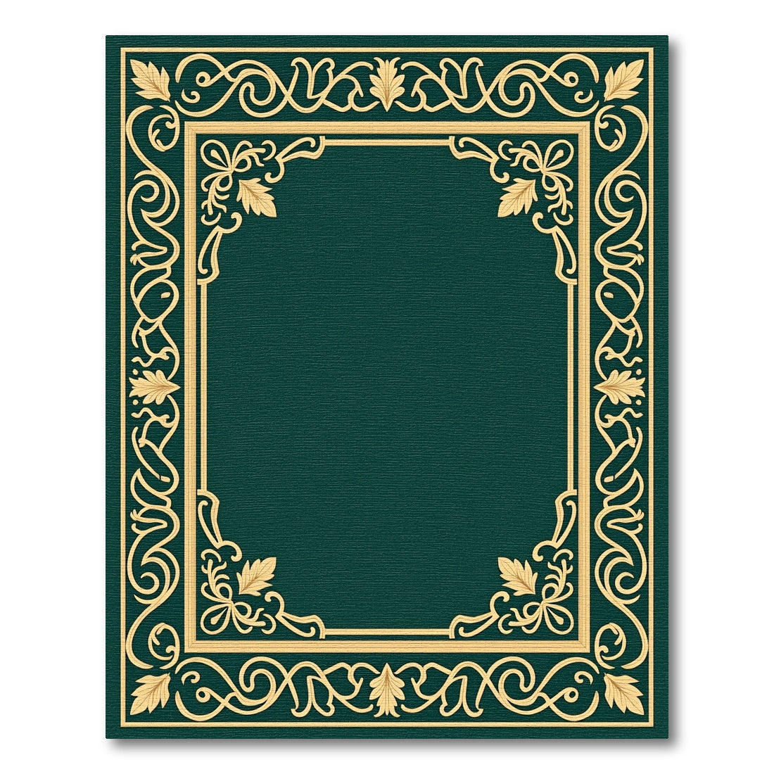 Ornate Golden Leaf Scroll Border Rug