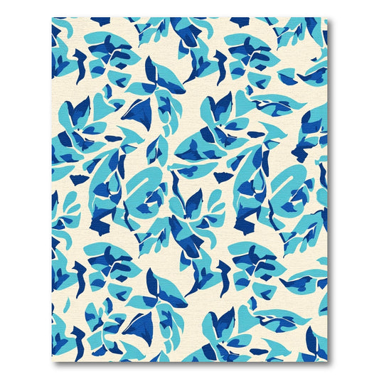 Abstract Blue Tropical Foliage Rug