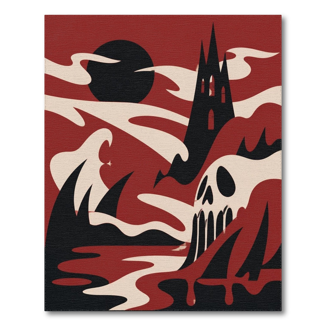 Gothic Red Skull Cathedral Area Rug