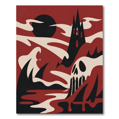 Gothic Red Skull Cathedral Area Rug