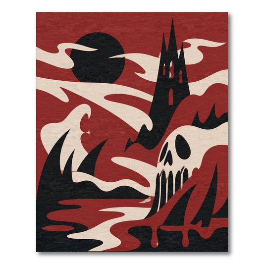 Gothic Red Skull Cathedral Area Rug