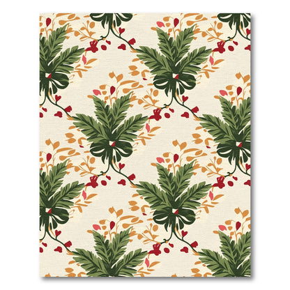 Bold Green Leafy Floral Arrangement Rug
