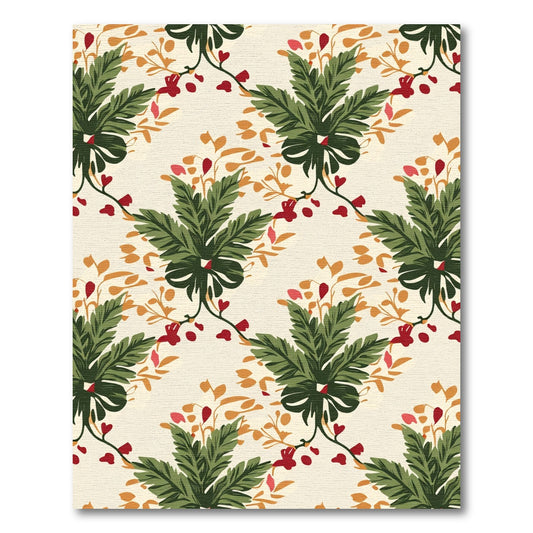 Bold Green Leafy Floral Arrangement Rug