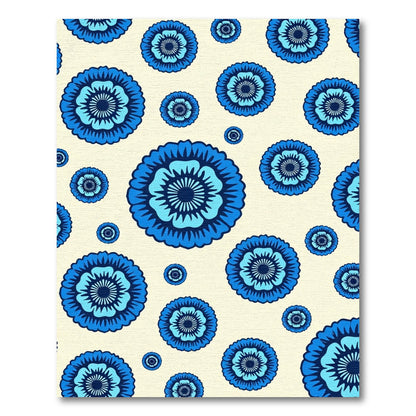 Blue Floral Medallion Repetitive Pattern Rug