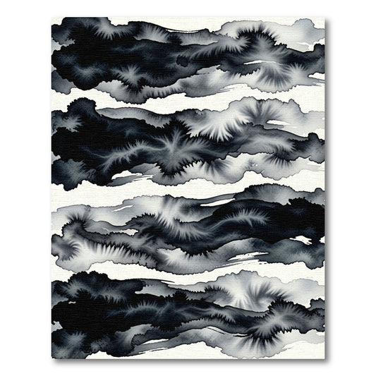Monochromatic Ink Wash Cloudscape Rug