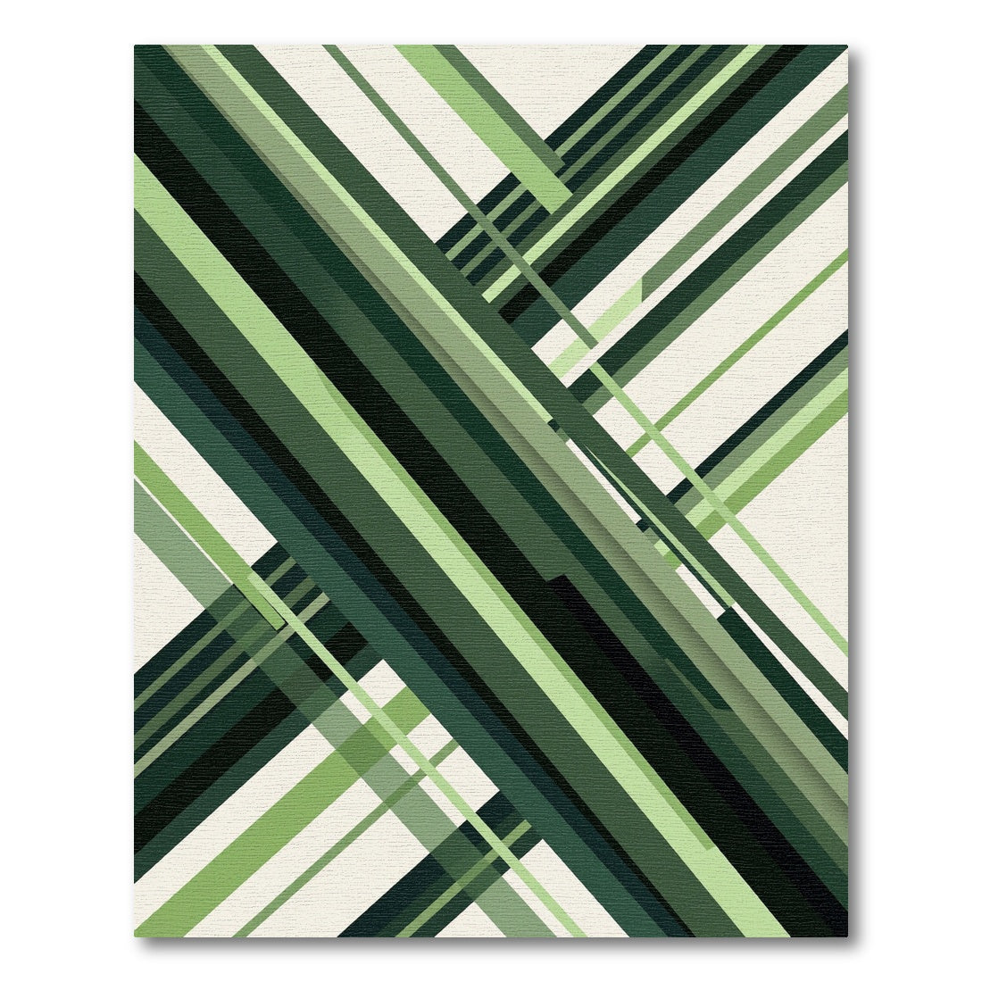 Forest Green Geometric Diagonal Stripes Rug