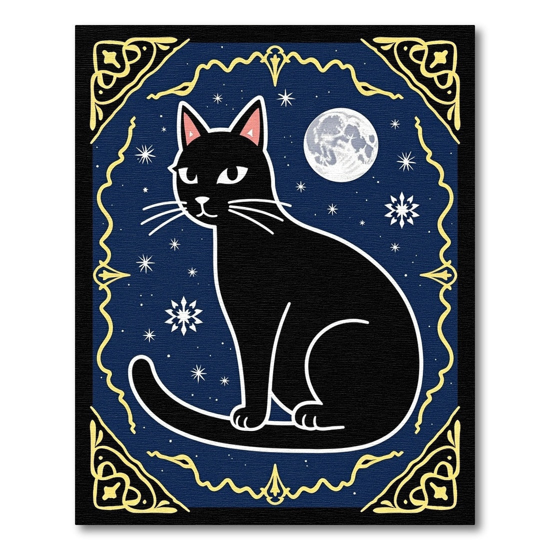 Midnight Black Cat Moonscape Rug