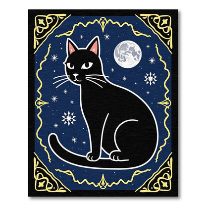 Midnight Black Cat Moonscape Rug