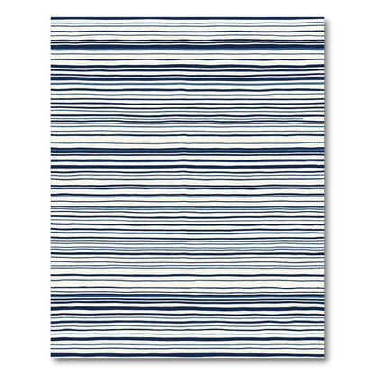 Navy Blue White Horizontal Stripe Rug