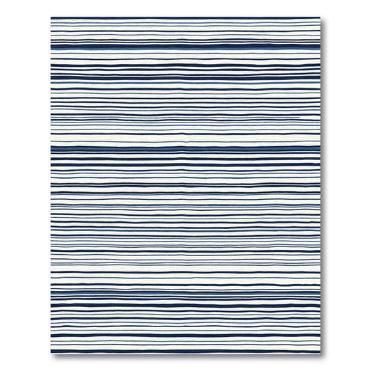 Navy Blue White Horizontal Stripe Rug