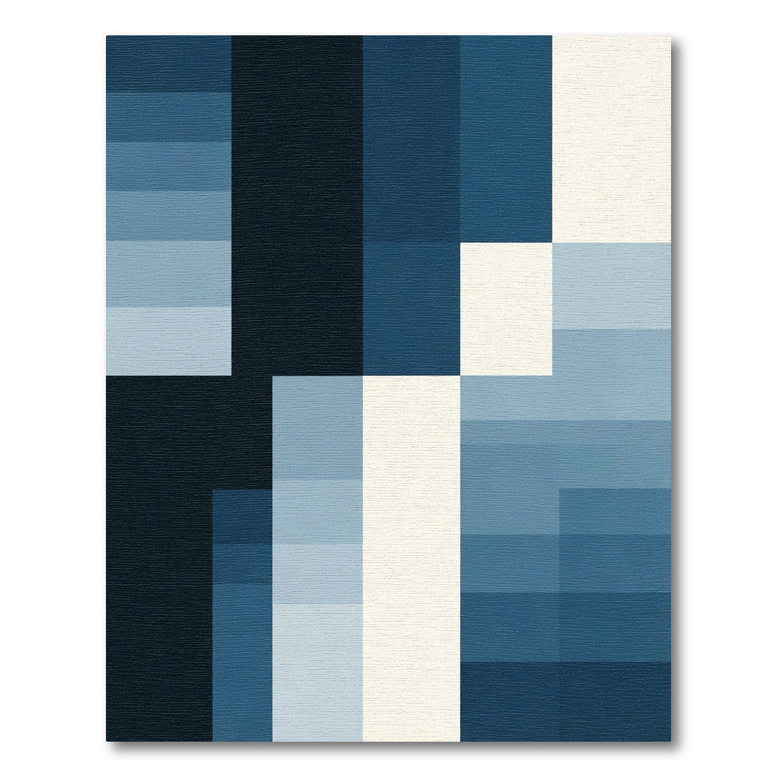 Gradient Blue Geometric Blocks Rug