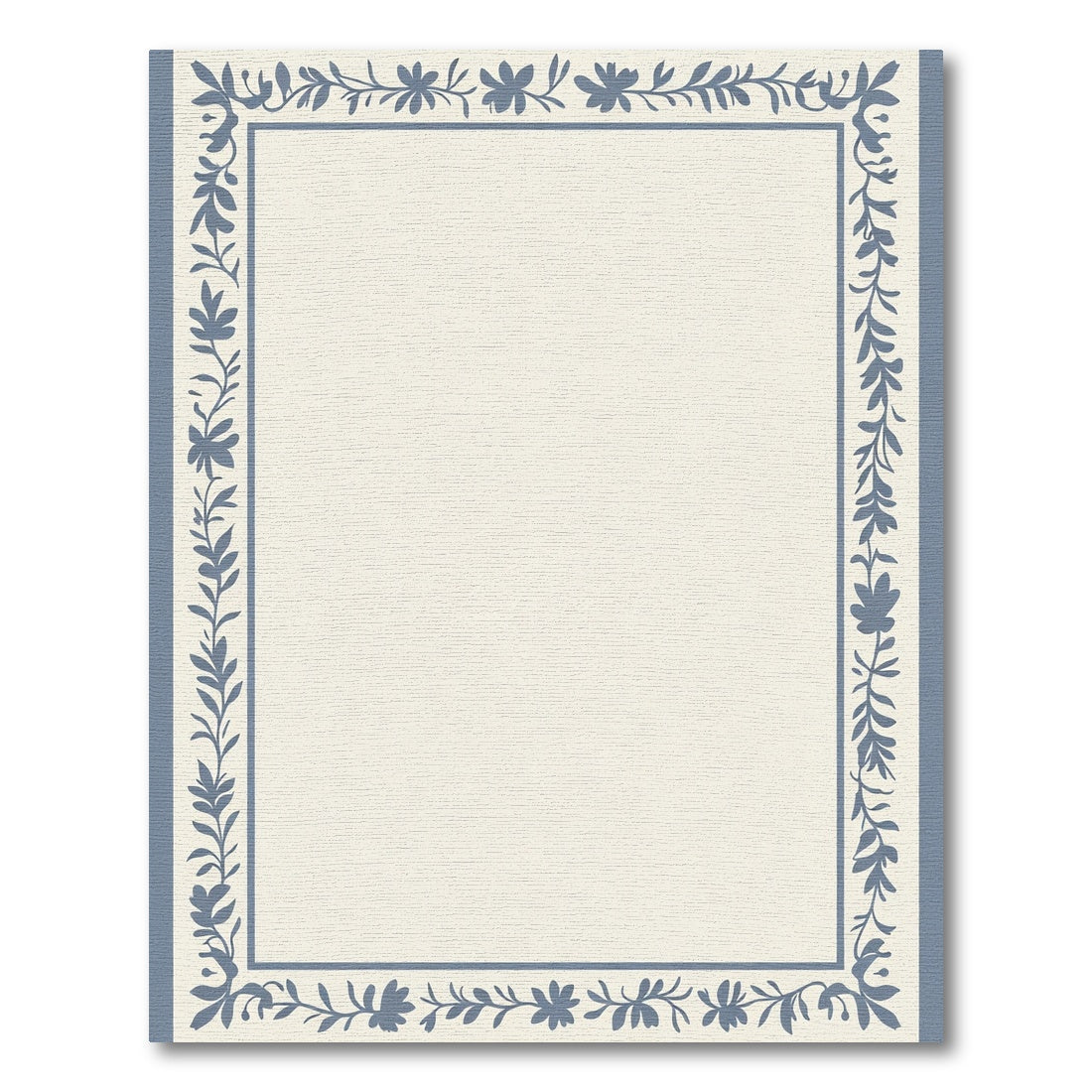 Blue Floral Botanical Border Rug