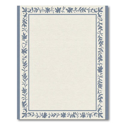 Blue Floral Botanical Border Rug