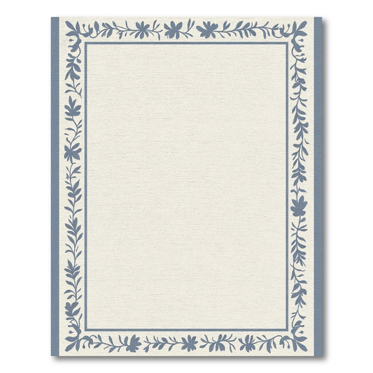 Blue Floral Botanical Border Rug
