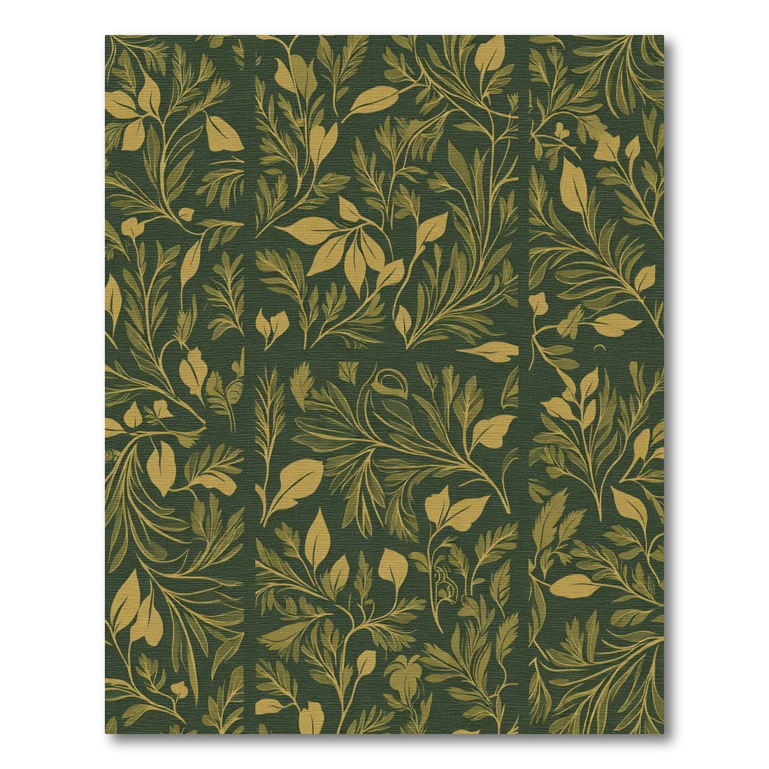 Dark Green Golden Leafy Branches Rug