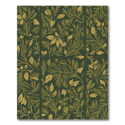Dark Green Golden Leafy Branches Rug