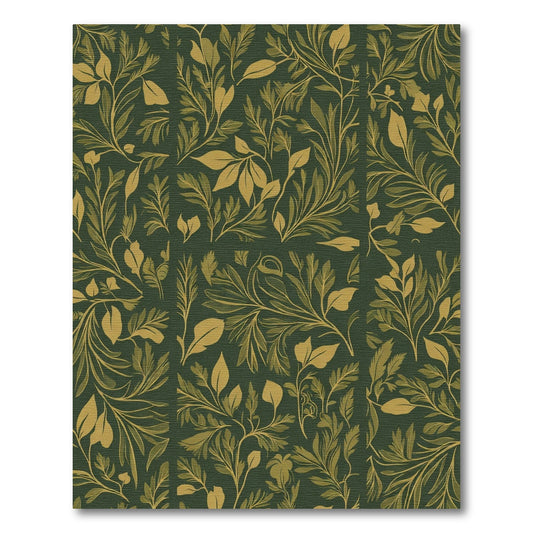Dark Green Golden Leafy Branches Rug