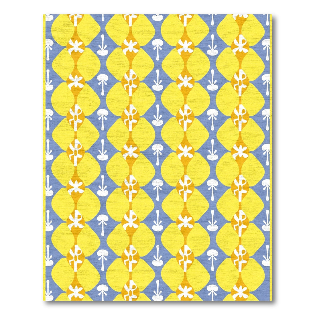 Sunny Yellow Abstract Flower Lattice Rug