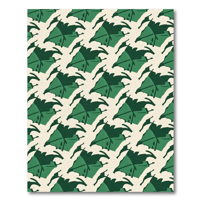Deep Green Leafy Tropical Arrangement Rug